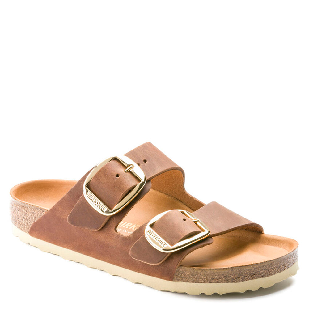 Birkenstock Arizona Big Buckle. Unisex sandal in cognac suede leather.