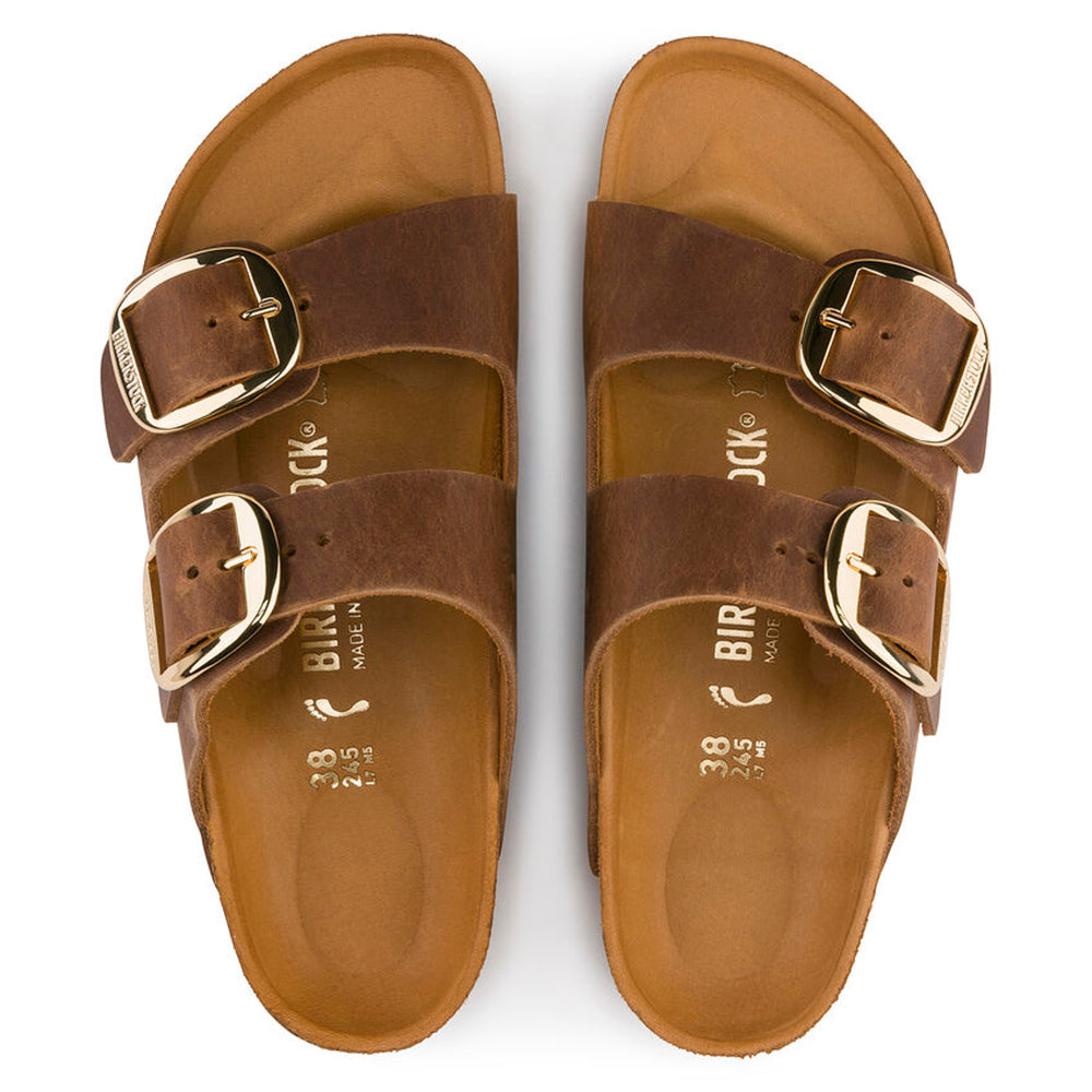 Birkenstock Arizona Big Buckle. Unisex sandal in cognac suede leather.