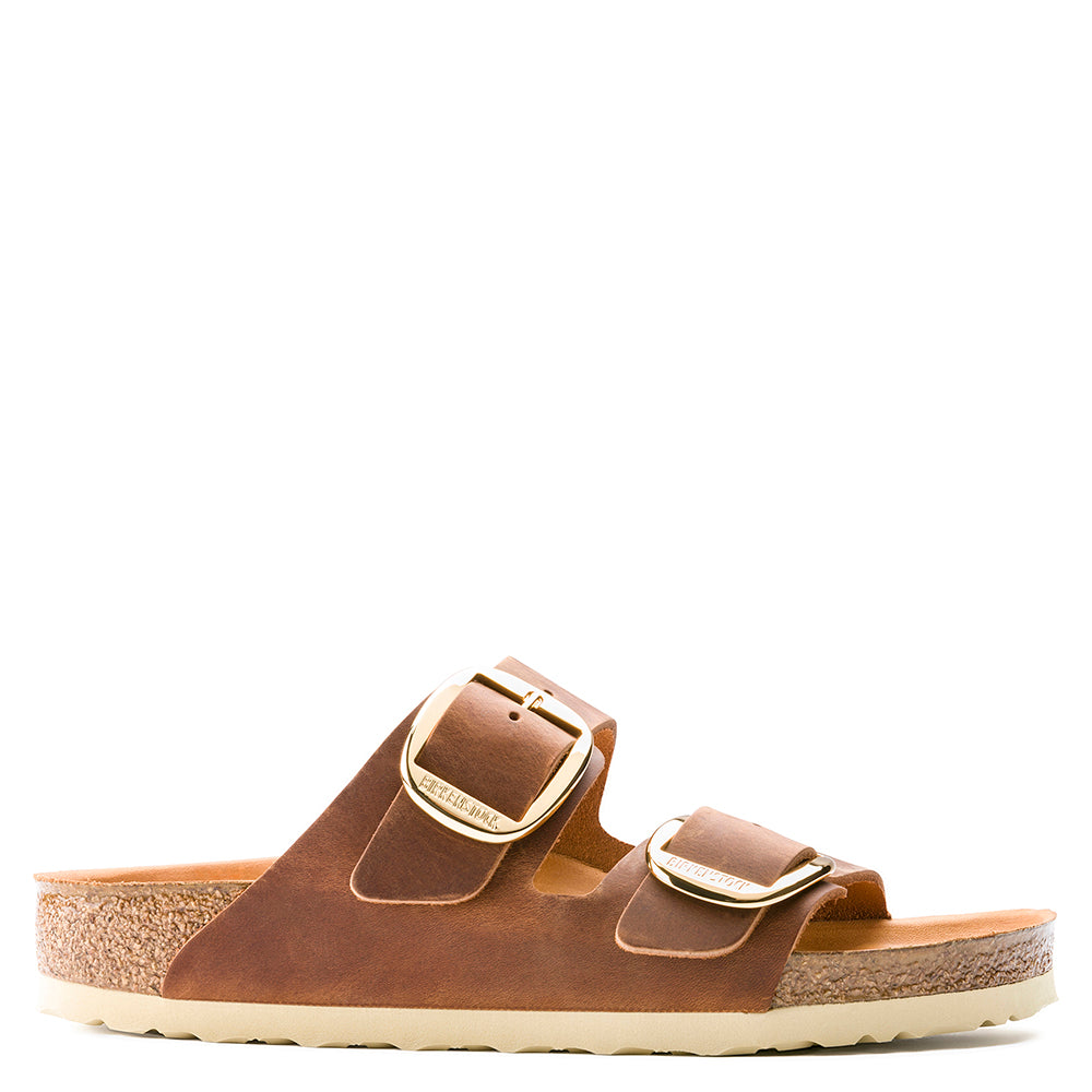 Birkenstock Arizona Big Buckle. Unisex sandal in cognac suede leather.