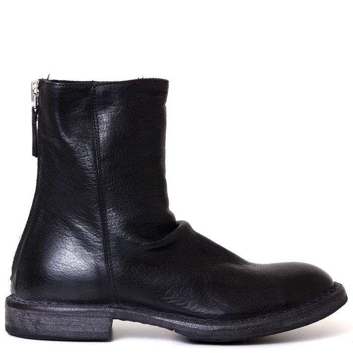 Moma 70302C-CU Darley. Women's 1 inch boot in black leather. Side view.