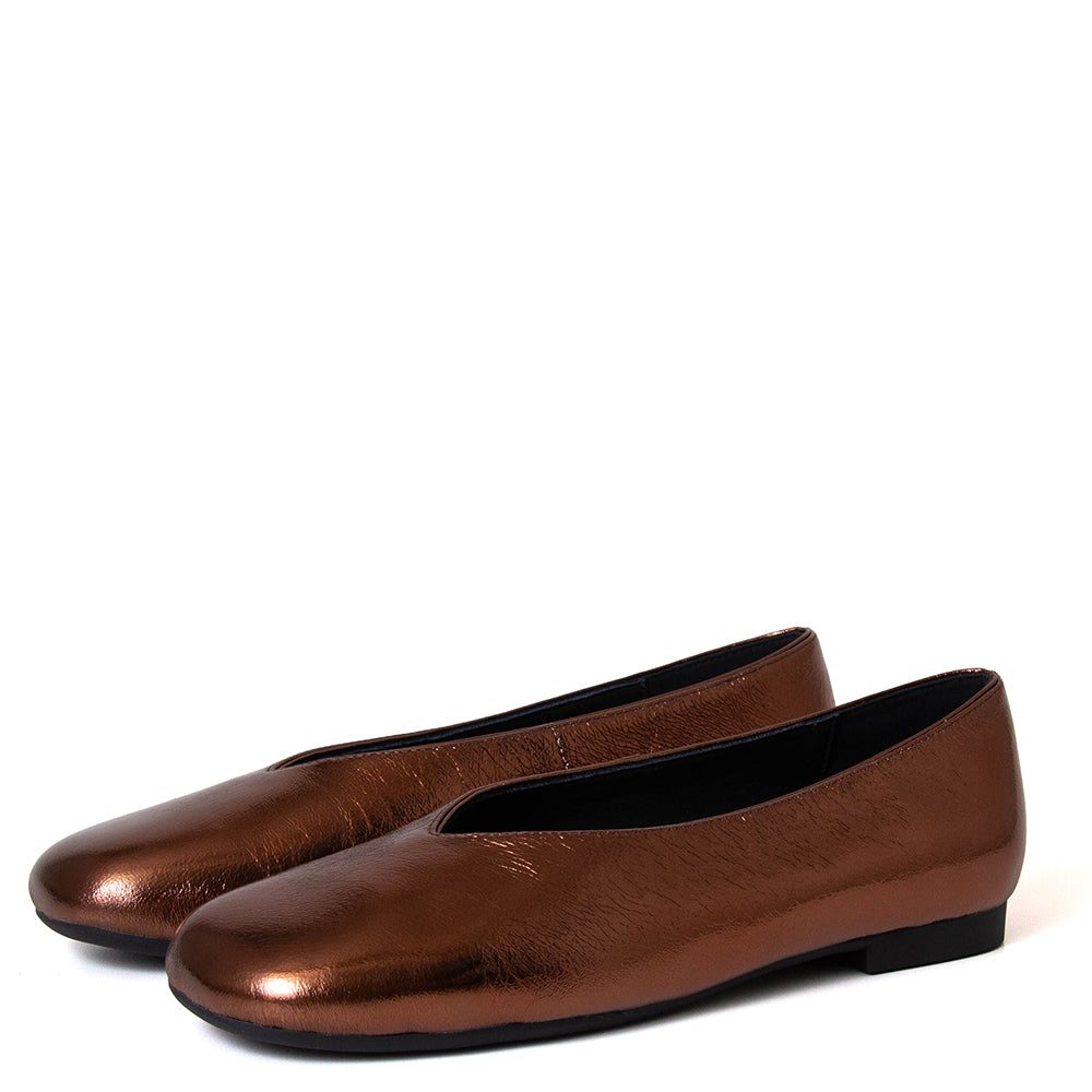 Piping Women's Leather Flat
