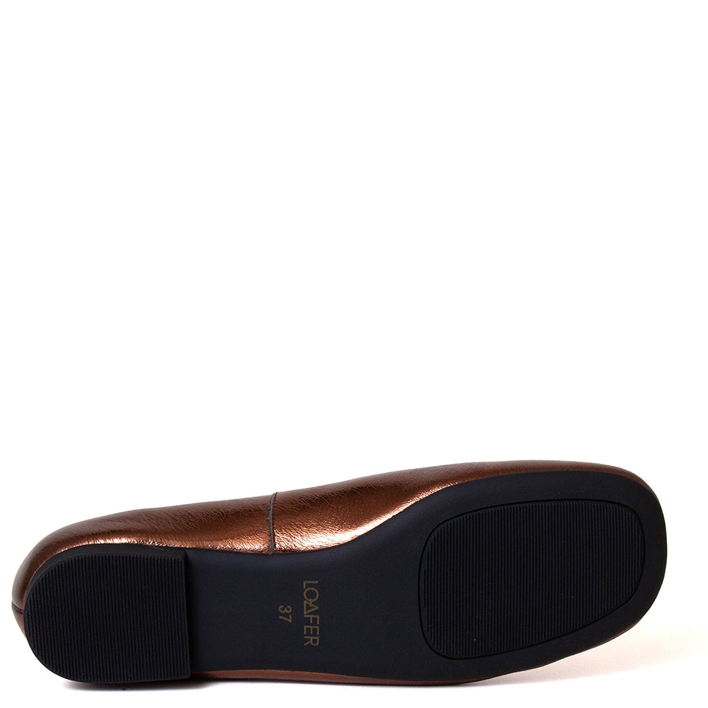 Piping Women's Leather Flat
