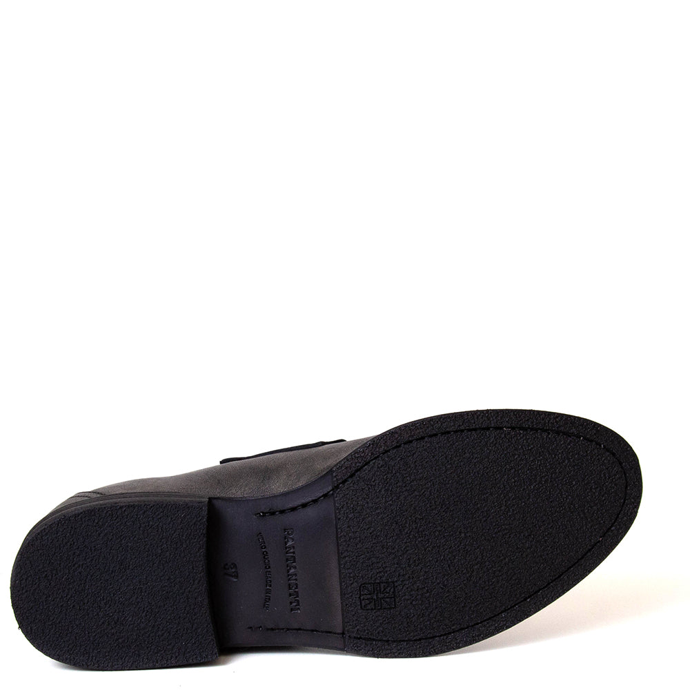 Pantanetti 18080H Anouk. Women's leather loafer boot in metallic leather. Made in Italy.