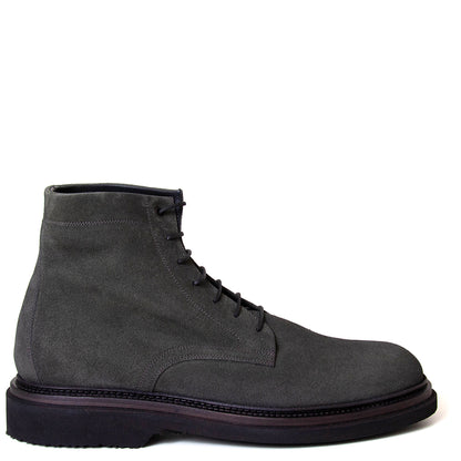 Pantanetti 18382A Bod. Men's suede lace up boot in dark grey suede. Made in Italy.