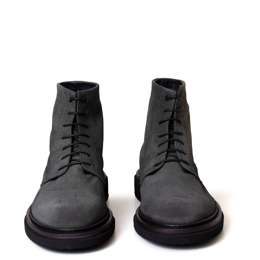 Pantanetti 18382A Bod. Men's suede lace up boot in dark grey suede. Made in Italy.