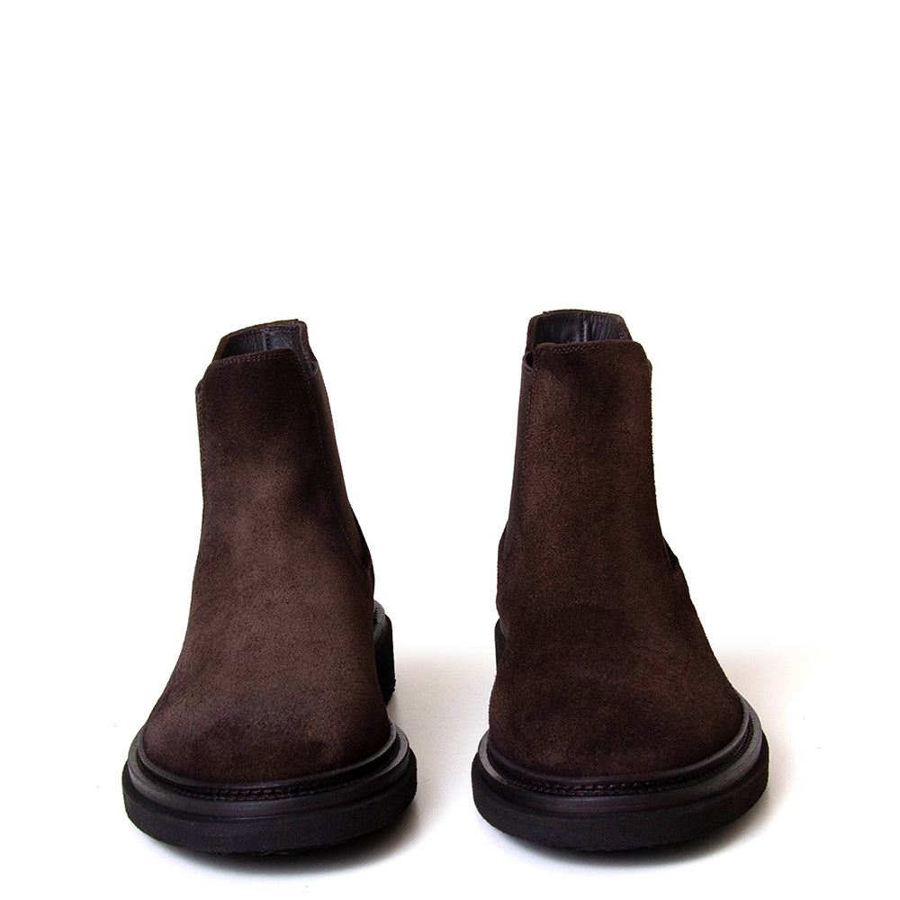 Pantanetti 18383A Bod. Men's Chelsea boot in dark brown suede. Made in Italy.