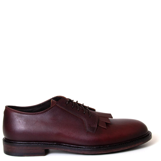 Pantanetti 18321E Infinity. Men's brown leather derby with kilt detail. Made in Italy.