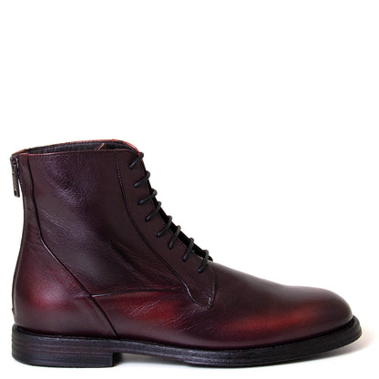 Pantanetti 18053F Paine. Women's lace-up combat boot in dark red leather.