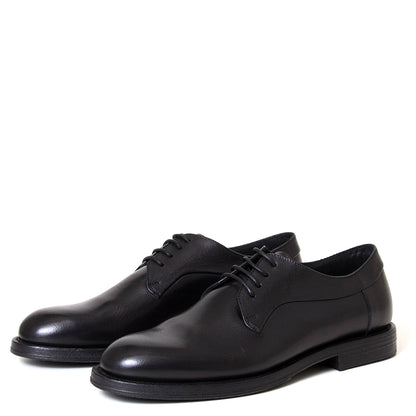 Pantanetti 18054F Plaine. Men's black leather dress derby shoe. Made in Italy.