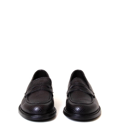 Pantanetti 18022F Tanbark. Women's black leather loafer. Made in Italy.