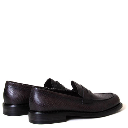 Pantanetti 18022F Tanbark. Women's black leather loafer. Made in Italy.