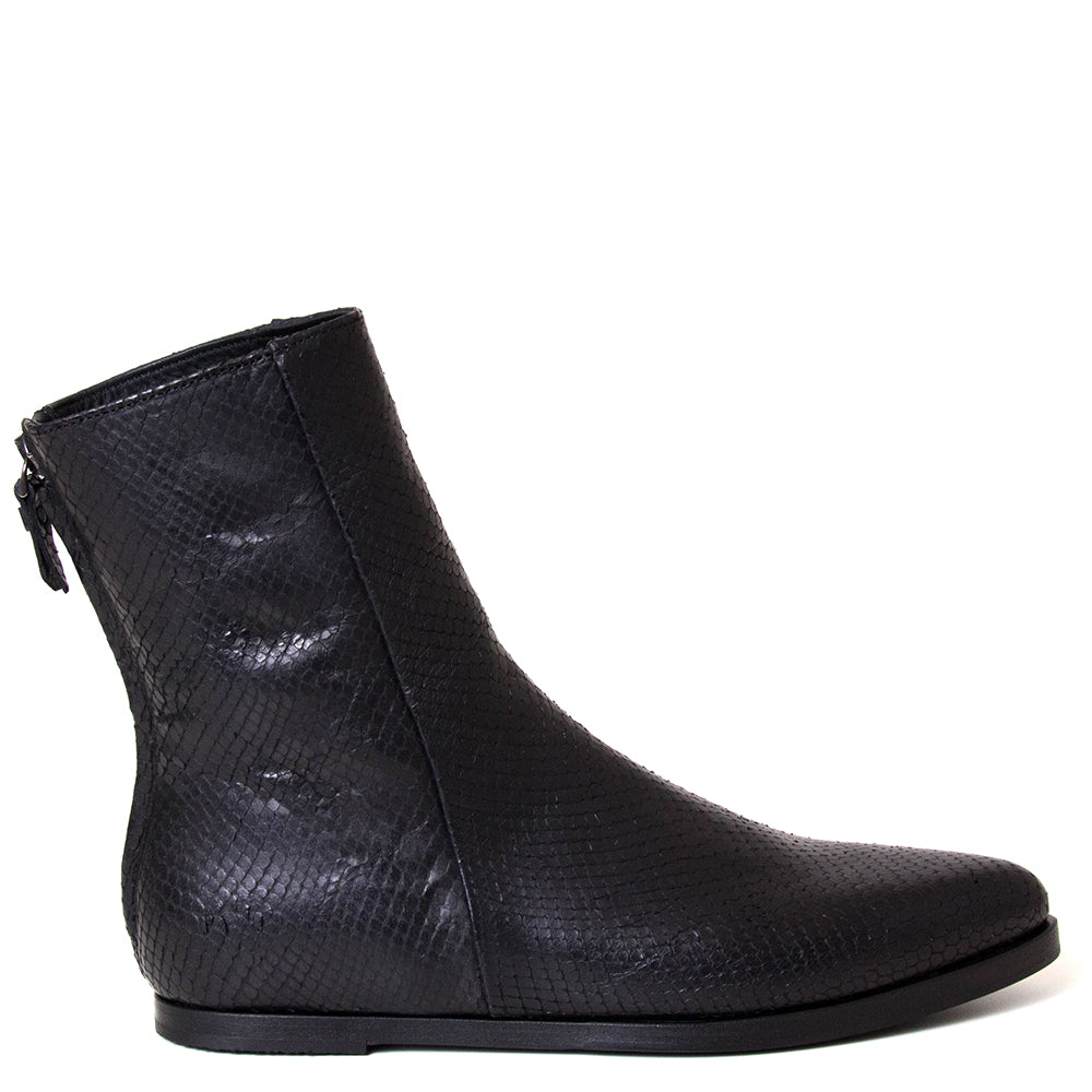 Pantanetti 18191F Terry. Women's black leather flat boot. Made in Italy.