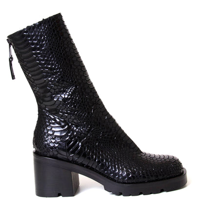 Strategia A5473-T. Women's 2⅞ inch heel black leather boot. Made in Italy.