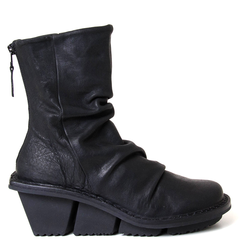 Trippen Pilar. Women's 2¾-inch platform wedge in black leather. 