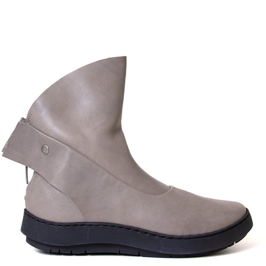 Trippen Signal. Women's slip on grey leather boot. Made in Germany.