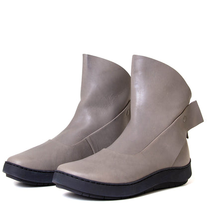 Trippen Signal. Women's slip on grey leather boot. Made in Germany.