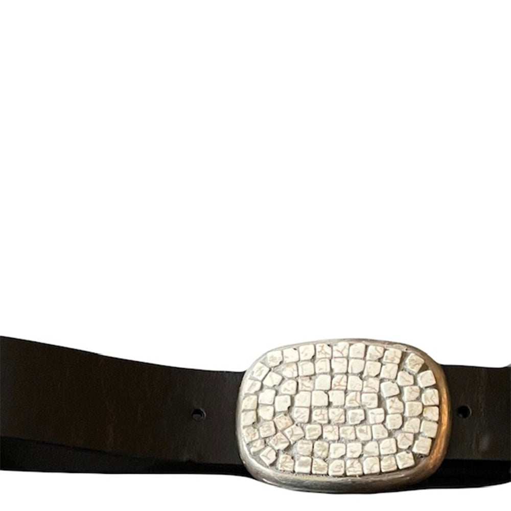 Turquoise Buckle White Belt