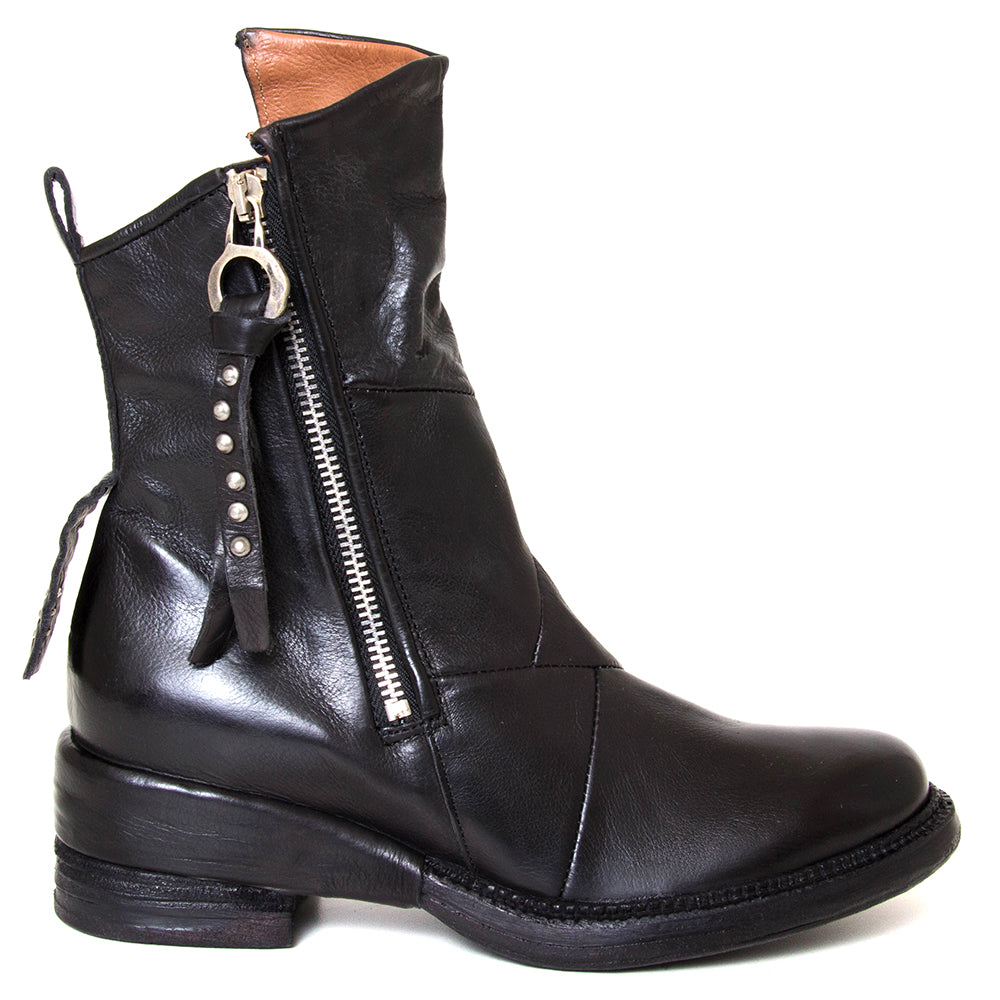 A.S. 98 STRATFORD- Nero-2651. Women's black leather ankle boot 2" heel. Made in Bosnia. Side view.