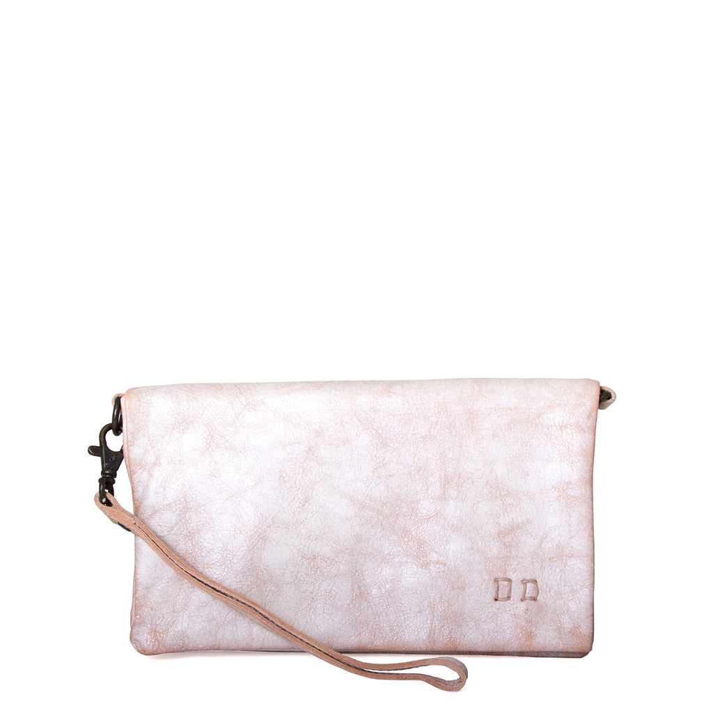Bed Stu Cadence Wallet, Clutch and Crossbody Women's bag, purse in natural white leather. Side view.