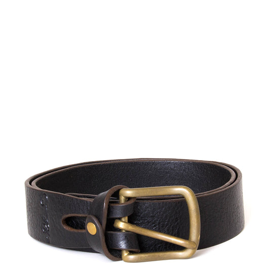 De Palma Monsenor Belt. Unisex black leather belt, width 1.5 inch. Made in California, USA.