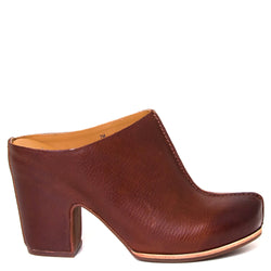 Kork-Ease K66706 Sagano. Women's 4 inch heeled mule in brown leather. Side view.