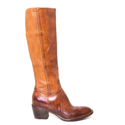 Lemargo AH22A Aara. Women knee high boot, 2" heel in cognac leather. Side view.