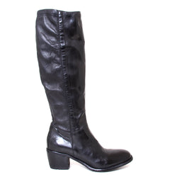 Lemargo AH22A Aara. Women knee high boot, 2" heel in black leather. Side view..