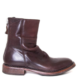 Moma 1CW002-CU Clara. Women's ankle boot in dark brown leather. Side view.