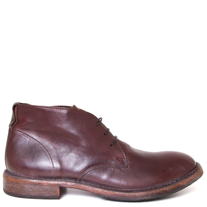 Moma 2BW006-CU Mathis. Men's chukka boot in brown leather. Side view.