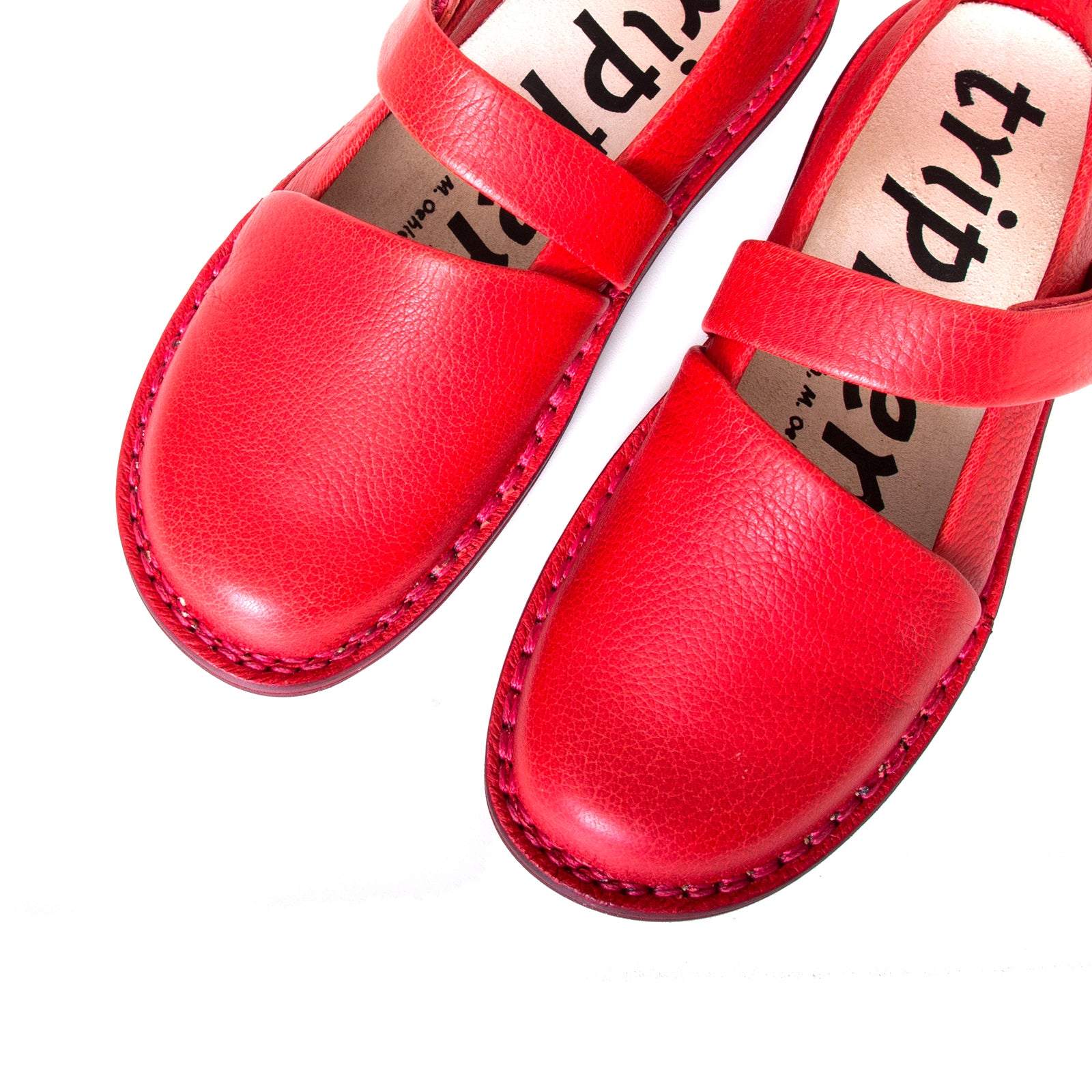 Trippen Ahead. Women's shoes in Red leather, Velcro strap, Mary Janes. –  Bulo