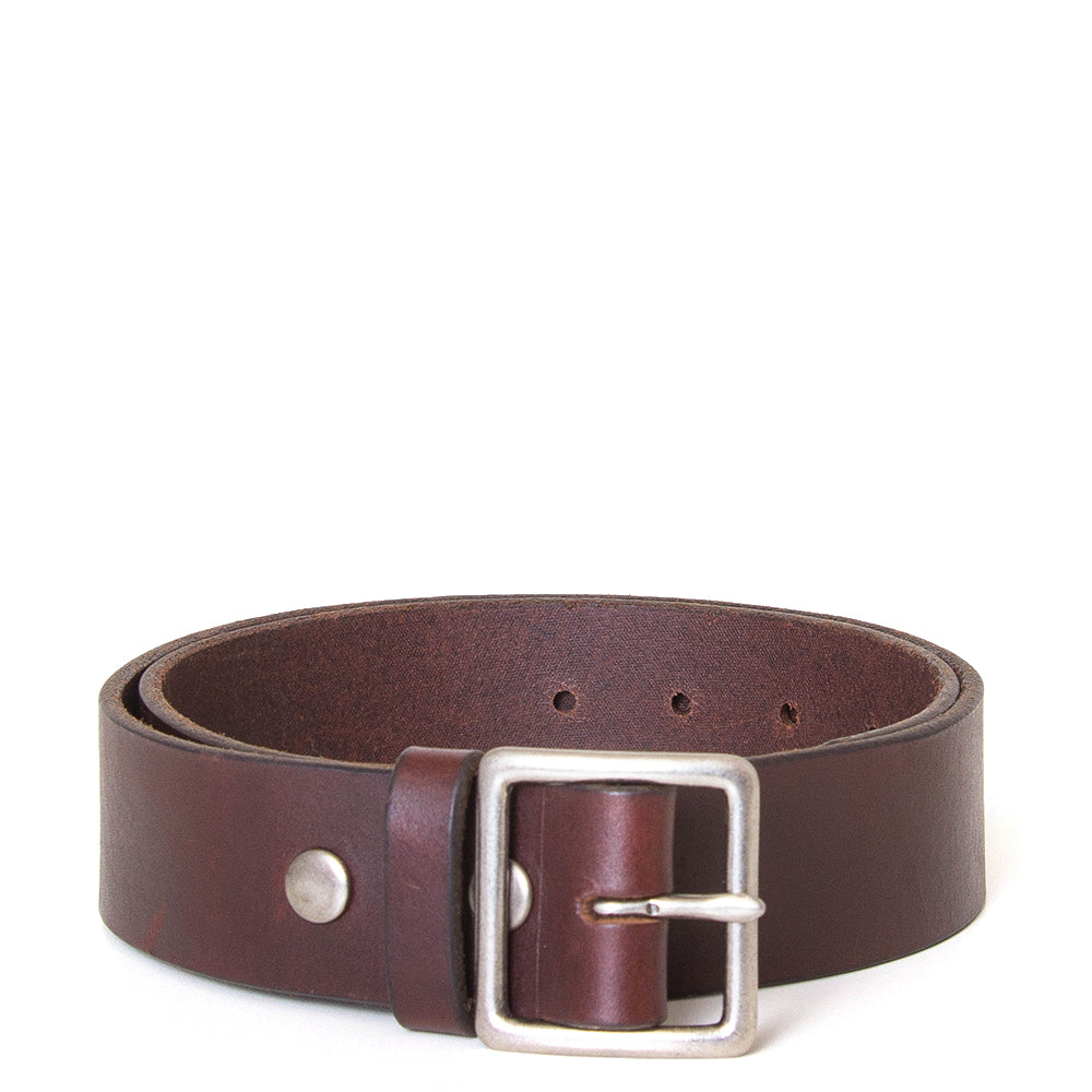 dean. Square unisex buckle belt in brown leather. – Bulo