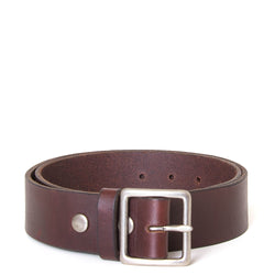 dean. Square unisex buckle belt in brown leather.